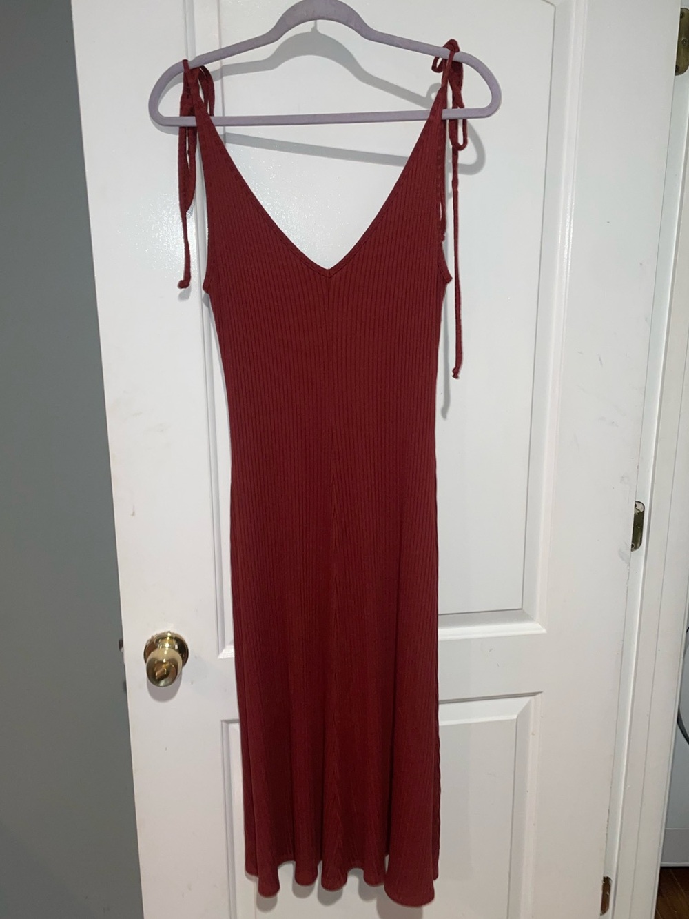 New! Reformation Shandy Ribbed Knit Tie Strap Midi Dress 🥀 Large - Picture 5 of 6